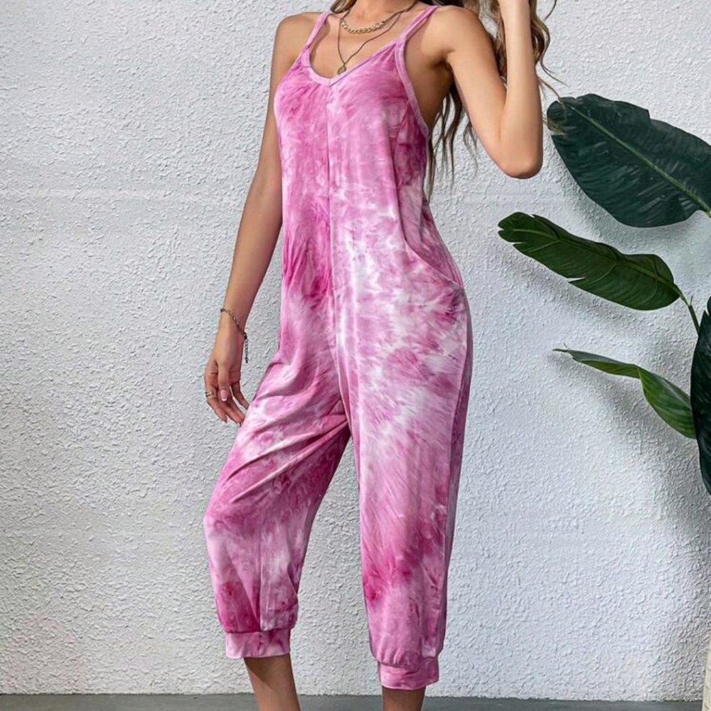 Vibrant Pink Tie-Dye Jumpsuit